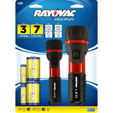 Rayovac 2aa2d Led Flashlight Redblack Combo