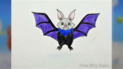 Halloween Bat Halloween Bat Drawing Easy Oil Pastel Drawing