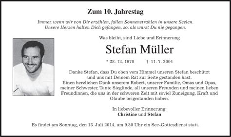 Traueranzeigen Von Stefan M Ller Trauer Merkur De