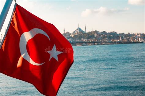 Turkish Flag Flag Of Turkey And Cityscape Of Istanbul On The