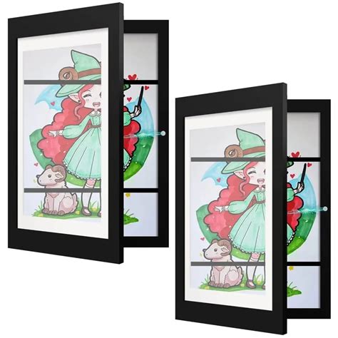 Art Deco 2-Pack Kids Art Frames | A4, Front-Opening & Changeable | Wood ...