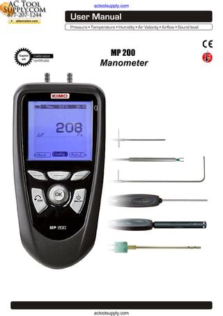 Kimo Mp G Thermo Anemometer Datasheet Pdf