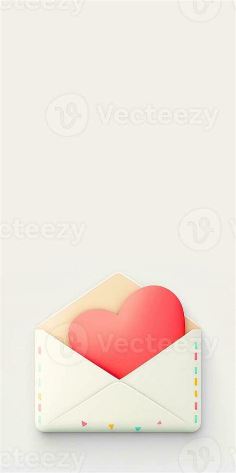 3D Render of Soft Color Paper Heart Inside Envelope. 24106340 Stock ...