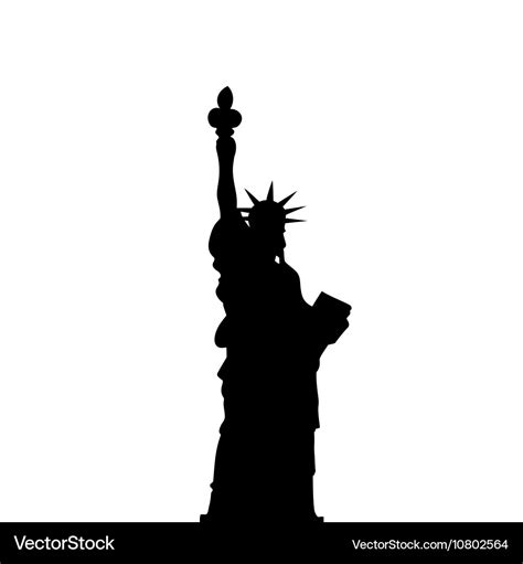 Statue of liberty black shadows silhouette Vector Image