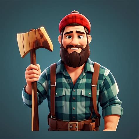 Cute Lumberjack Cartoon Vector Icon Illustration People And Nature Icon