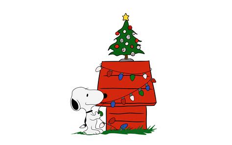 Snoopy Wallpaper 4K, Christmas decoration, Xmas tree