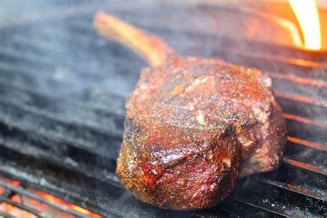 Grilled Dry Aged Tomahawk Ribeye With Toasted Fennel And Chili Rub