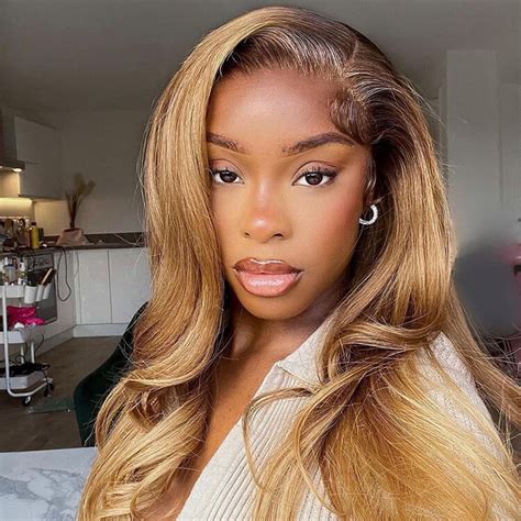 Honey Blonde Ombre Lace Front Wig With Dark Roots West Kiss Hair