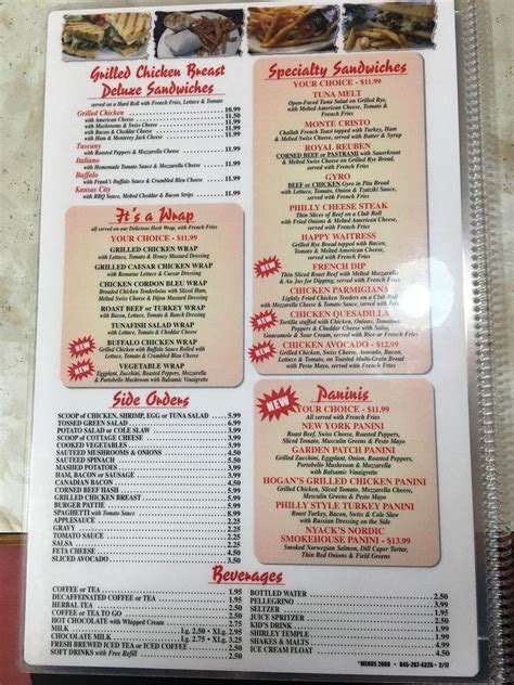 Menu at Nyack Diner restaurant, Nyack