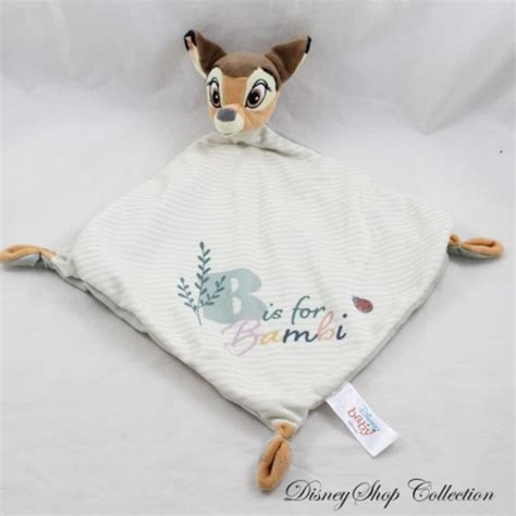 Doudou Plat Bambi DISNEY Baby Losange Bis For Bambi Beige Vert 40 Cm