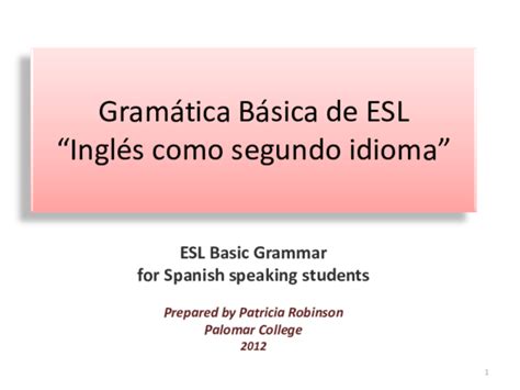 Pdf Gramática Básica De Esl Inglés Como Segundo Idioma Esl Basic Grammar For Spanish