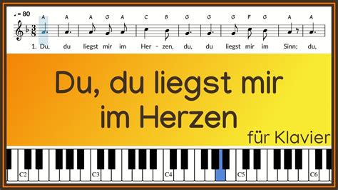 Du Du Liegst Mir Im Herzen Text Und Noten Piano Instrumental