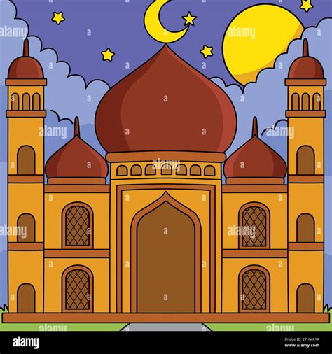 Ramadan Mosque Colored Cartoon Illustration Stock Vector Image Art