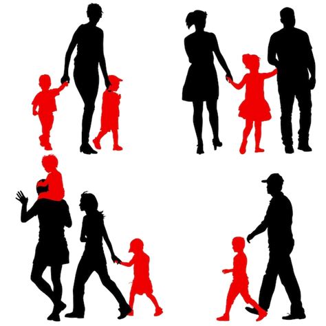 Silhouetten familie auf weißem hintergrund vektor illustration