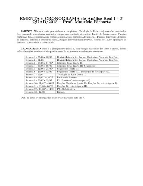 PDF EMENTA E CRONOGRAMA De An Alise Real I 2 QUAD 2015 Hostel