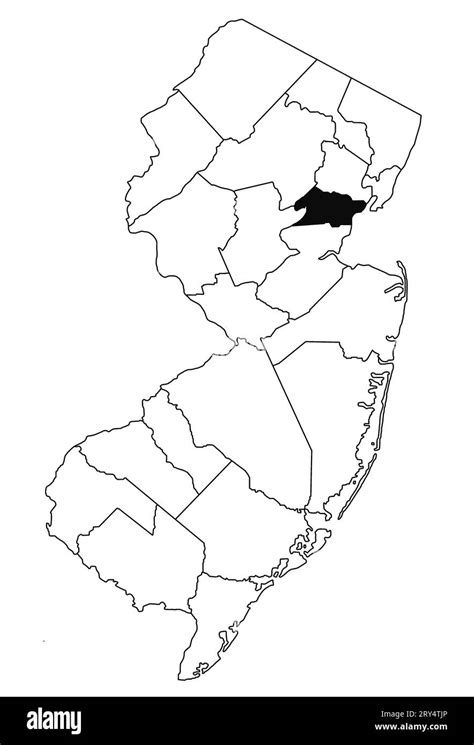 Map Of Union County In New Jersey State On White Background Single