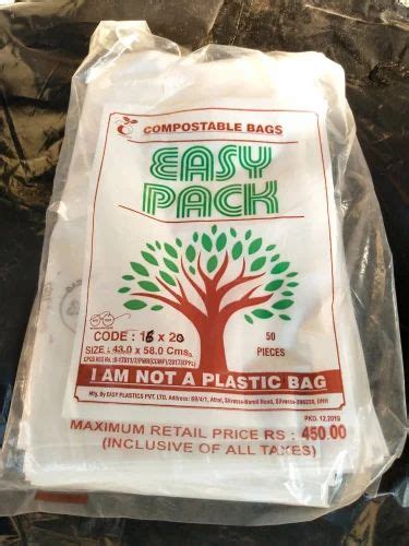 Without Handle Plain Easy Pack Plastic Compostable Bag Size In Inches