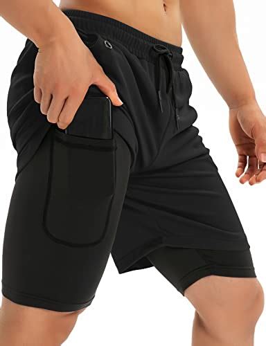 Flyevea Mens 2 In 1 Workout Running Shorts Athletic Yoga Gym 7 Short Clothes With Side Pockets