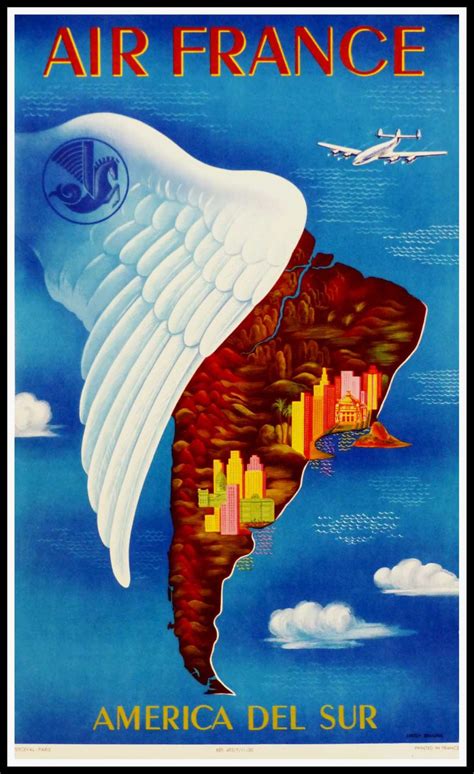 Affiche Ancienne Originale De Voyage Lucien BOUCHER Air France