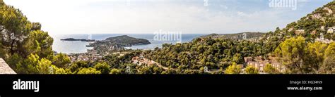 Saint Jean Cap Ferrat Panorama With Sea City Hills Forest On Cote D