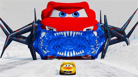 Epic Escape From Giant Turbo Spider Head Eater Lightning McQueen