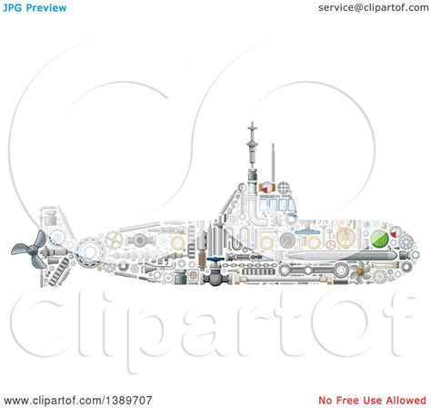 Clipart of a Submarine Made of Mechanical Parts - Royalty Free Vector Illustration by Vector ...