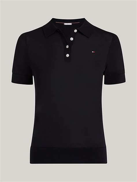 Polo Coupe Standard En Maille Fine Bleu Tommy Hilfiger