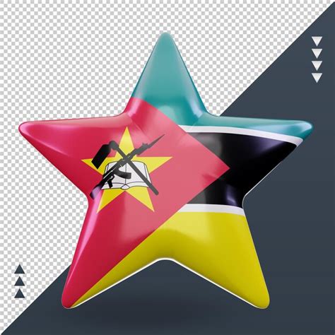 3d Estrela Bandeira De Moçambique Renderizando Vista Frontal Psd Premium