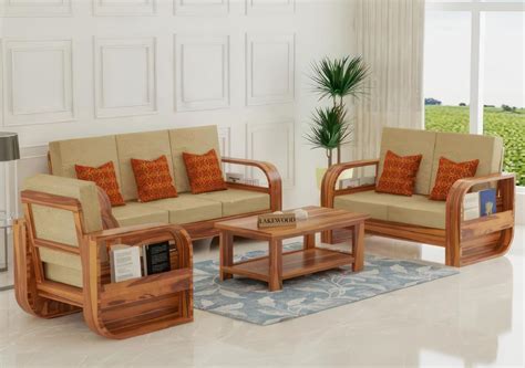 Buy Lakewood Sheesham Wood Seater Sofa Set For Living Room Home