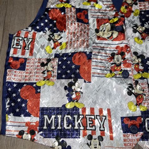 Mickey Mouse Men S Vest Size S M Vintage Red White Blue Patriotic