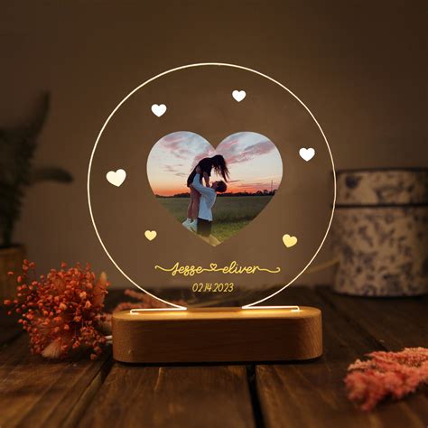 Jessemade Fr Lampe De Chevet Couple Led Lumi Res Pr Nom Et Photo