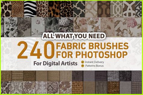 The Ultimate Fabric Texture Brush Set Bundle Bonus Lace Patterns For Photoshop Etsy