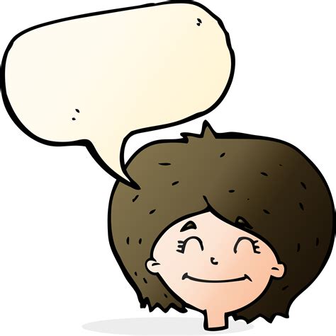 Cartoon Happy Female Face With Speech Bubble 40206191 Png