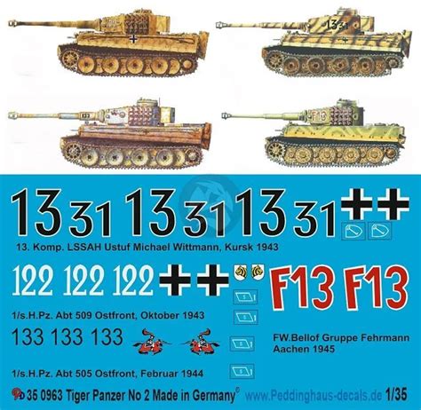 PEDDINGHAUS 1/35 TIGER II (King Tiger) Tank Markings Seconde Guerre ...