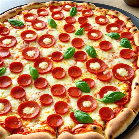 Premium Ai Image A Pizza With Pepperoni On It And Basil Leaves On Top