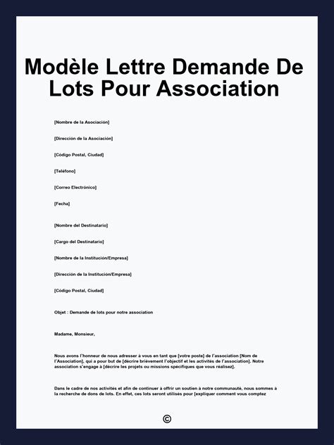 Modèle Lettre Demande De Lots Pour Association