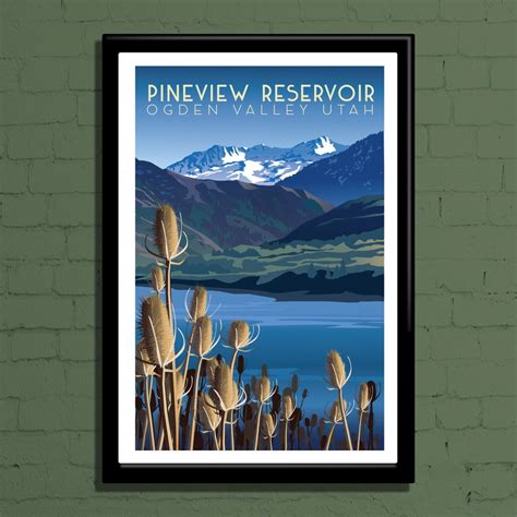 Pineview Reservoir Travel Poster Ogden Retro Travel Poster Ogden Utah