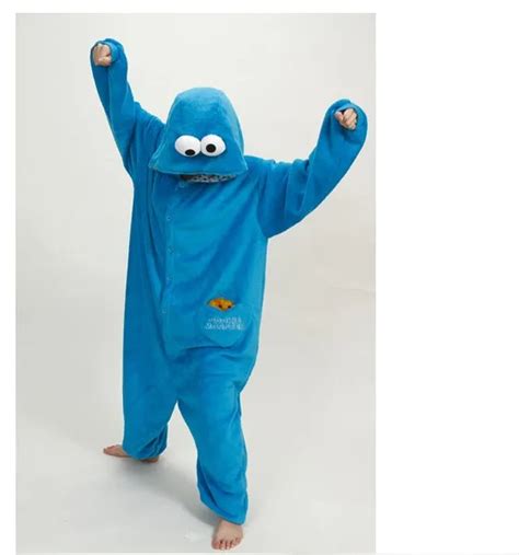 New Adult Cookie Monster Pajamas Sleepsuit Sleepwear Pyjamas Unisex ...