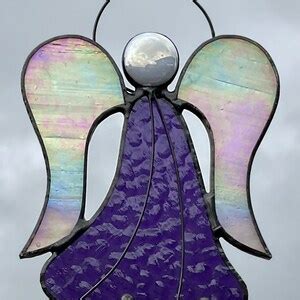 Stained Glass Angel Suncatcher Iridescent Angel Suncatcher Etsy