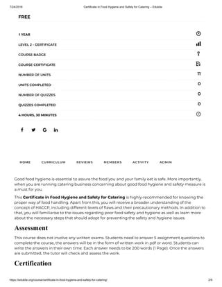 Certificate In Food Hygiene And Safety For Catering Edu Kite Pdf