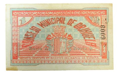 ORIHUELA BILLETE 1 PESETA AGB 1044 E 13 MAYO 1937 Monedalia Es