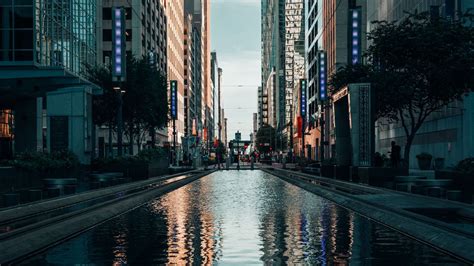 Wallpaper Buildings Skyscrapers Reflection Street City Hd Picture