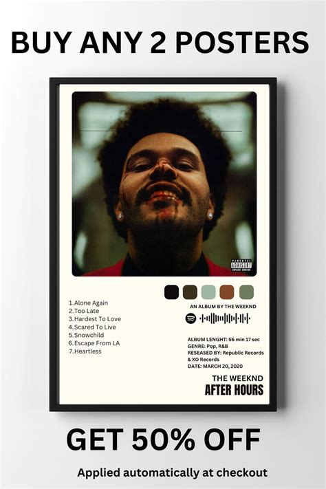 After Hours Album By The Weeknd Lyrics Poster Digital Download The