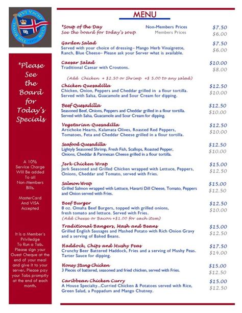 Youth Sailing The Royal Bvi Yacht Club Rbviyc Restaurant Menu