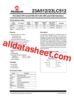 23LC512 E P Datasheet PDF Microchip Technology