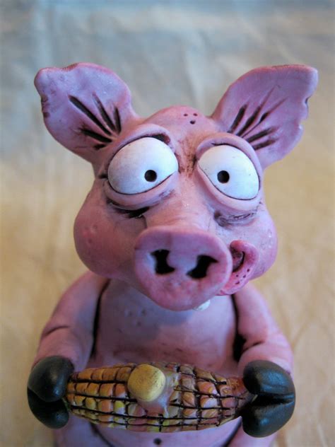 Pig Polymer Clay Sculpture Corn Licious Oinker