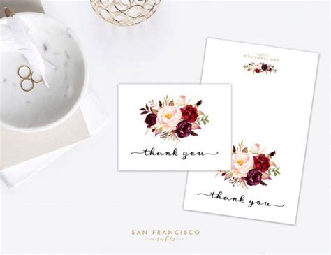 Floral Thank You Card Bridal Shower Baby Shower Wedding Etsy