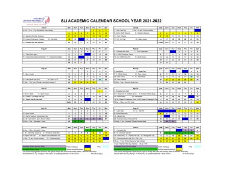 Academic Calendar August Ver Sy 2021 2022 Revcl190821 2021 2022