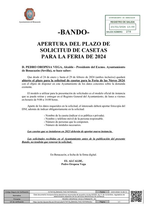 APERTURA DEL PLAZO DE SOLICITUD DE CASETAS PARA LAS NIEVES 2024