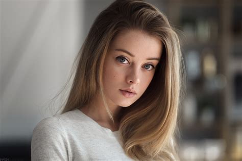 Wallpaper Women Face Blonde Portrait Blue Eyes Maria Zhgenti